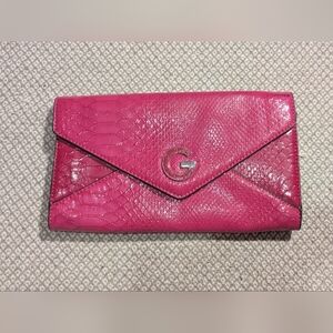 G by Guess Fuchsia Embossed Clutch